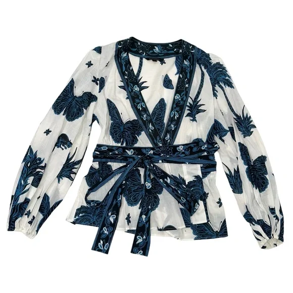 GORGEOUS banana republic balloon sleeve butterfly print top size Small - Picture 3 of 6